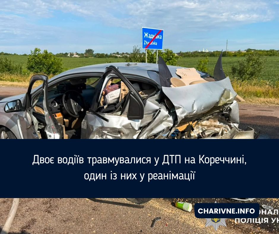Двоє водіїв травмувалися у ДТП на Кореччині, один із них у реанімації