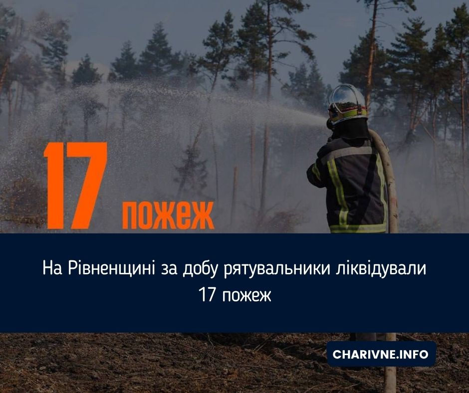 На Рівненщині за добу рятувальники ліквідували 17 пожеж