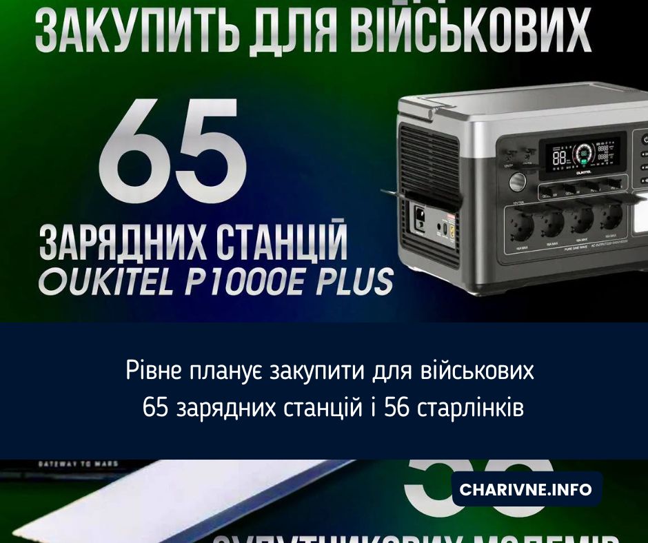 Рівне планує закупити для військових 65 зарядних станцій і 56 старлінків