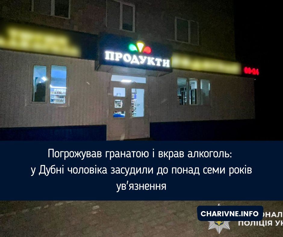 Погрожував гранатою і вкрав алкоголь: у Дубні чоловіка засудили до понад семи років ув'язнення
