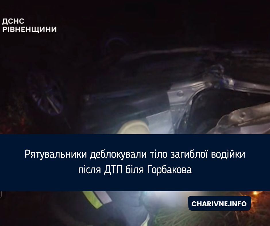 Рятувальники деблокували тіло загиблої водійки після ДТП біля Горбакова