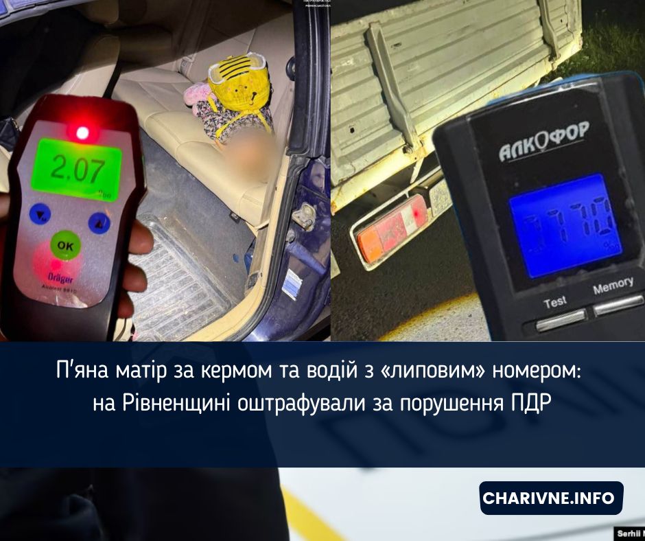 П'яна матір за кермом та водій з «липовим» номером: на Рівненщині оштрафували за порушення ПДР