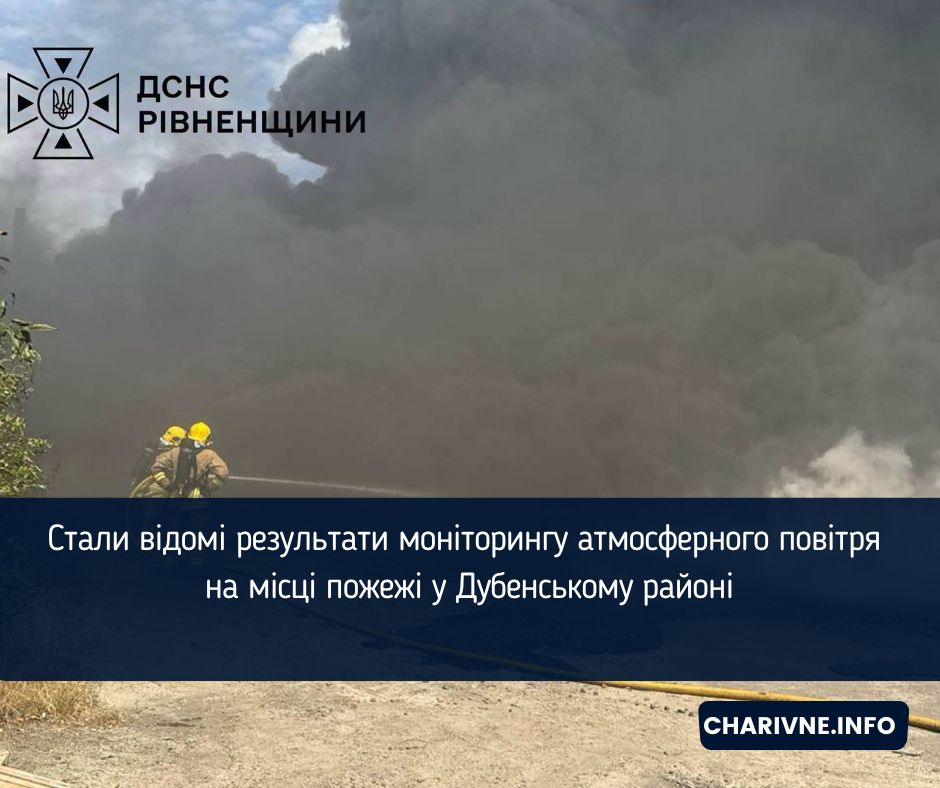 Стали відомі результати моніторингу атмосферного повітря на місці пожежі у Дубенському районі