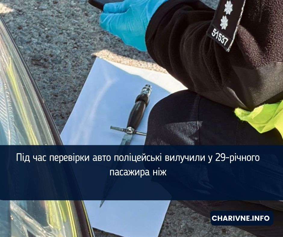 Під час перевірки авто поліцейські вилучили у 29-річного пасажира ніж