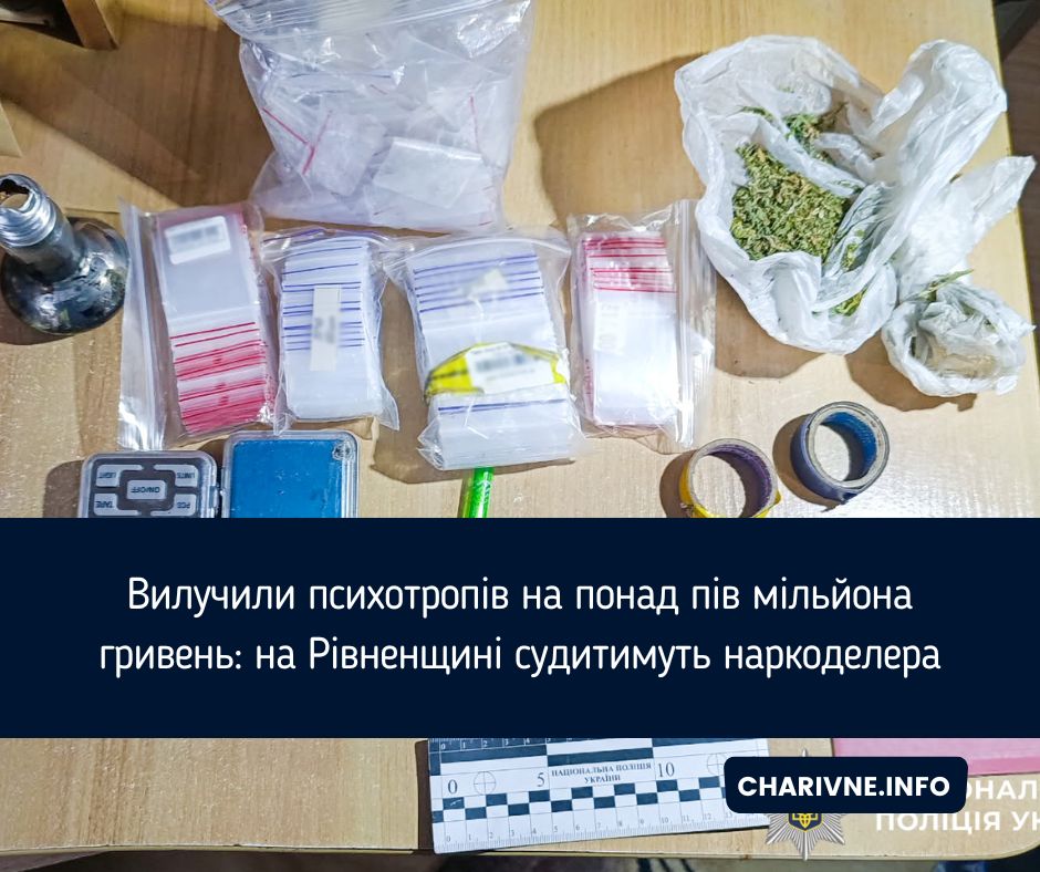 Вилучили психотропів на понад пів мільйона гривень: на Рівненщині судитимуть наркоделера